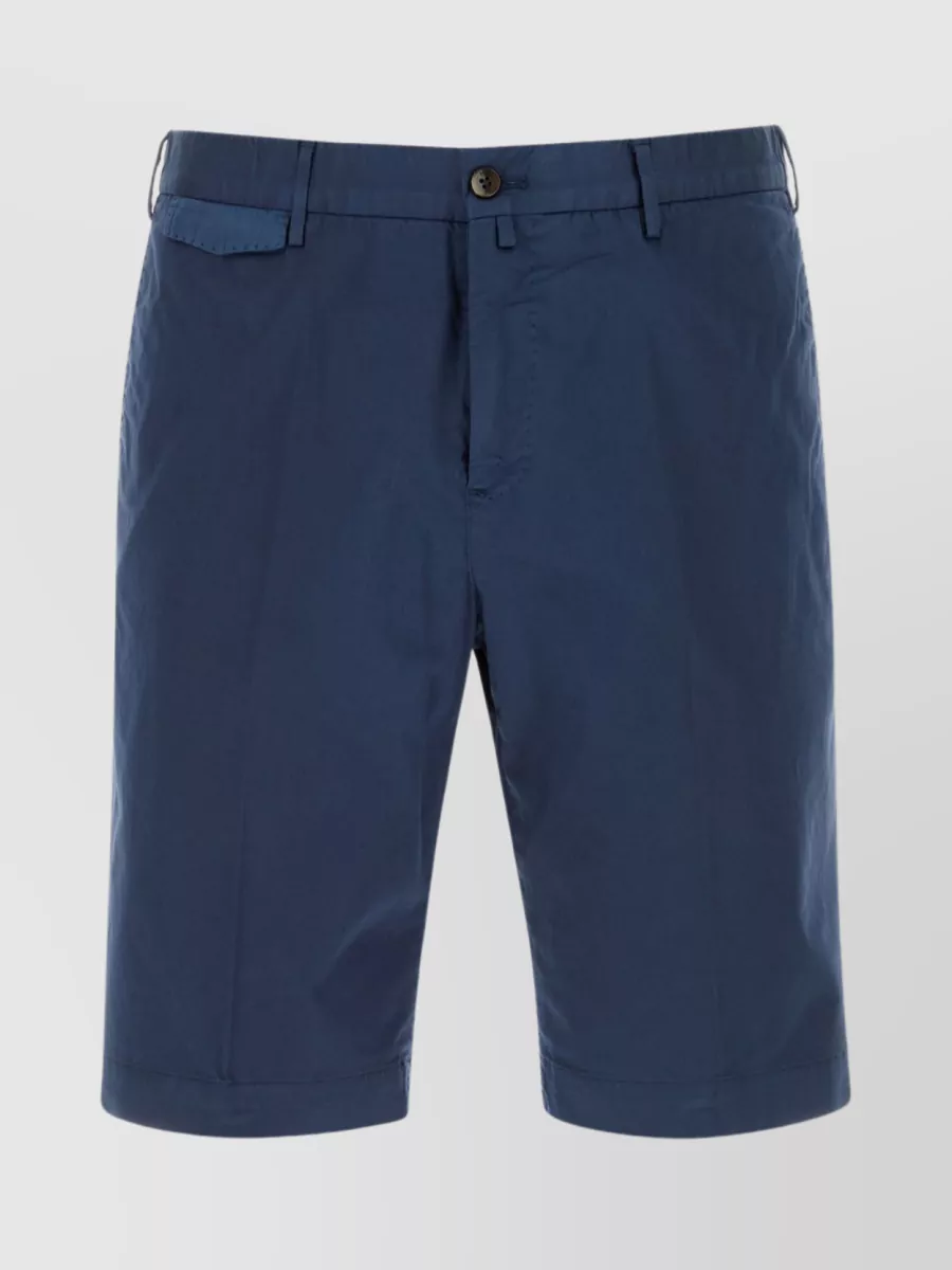 Shop Pt Torino Cotton Stretch Bermuda Shorts With Waist Belt Loops In Blue