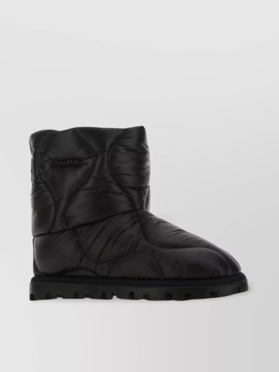 Shop Miu Miu Nylon Quilted Ankle Boots In Black