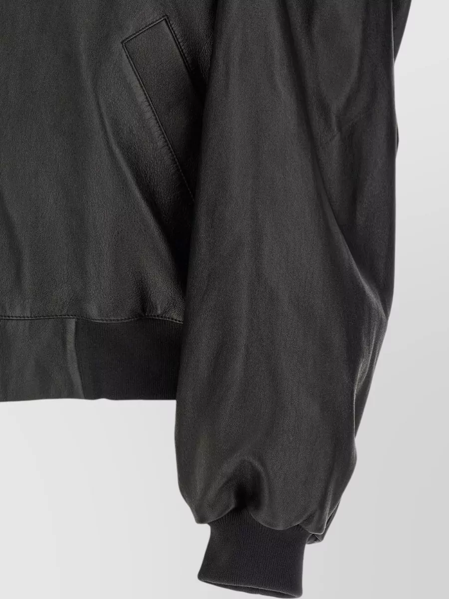 Balenciaga Lamb Leather Hooded Bomber Jacket