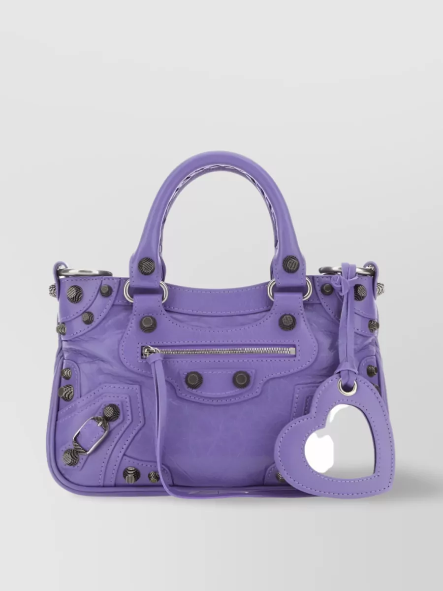 Shop Balenciaga Neo Cagole Small Leather Tote Bag In Purple