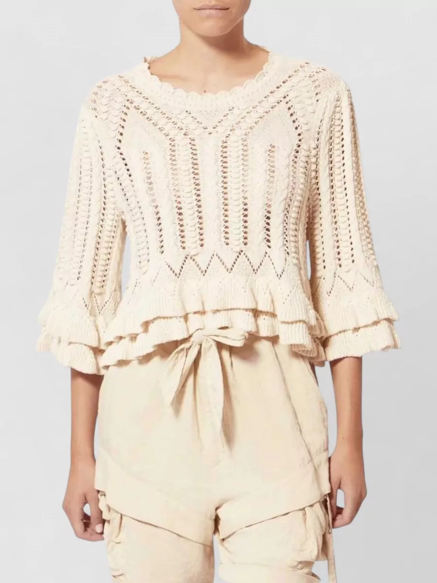 Isabel Marant Etoile Cotton Ruffled Crewneck Sweater