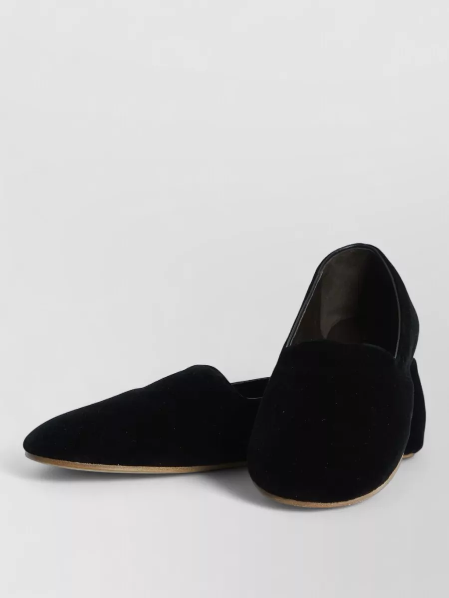 The Row Ponti Velvet Leather Sole Slippers In Black
