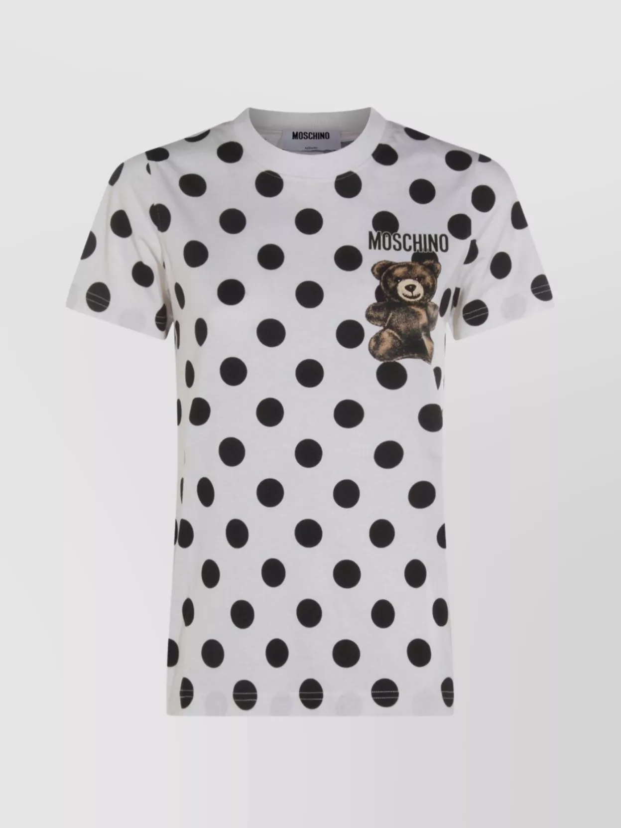 Moschino Polka Dot Graphic Print Short Sleeve Top In White