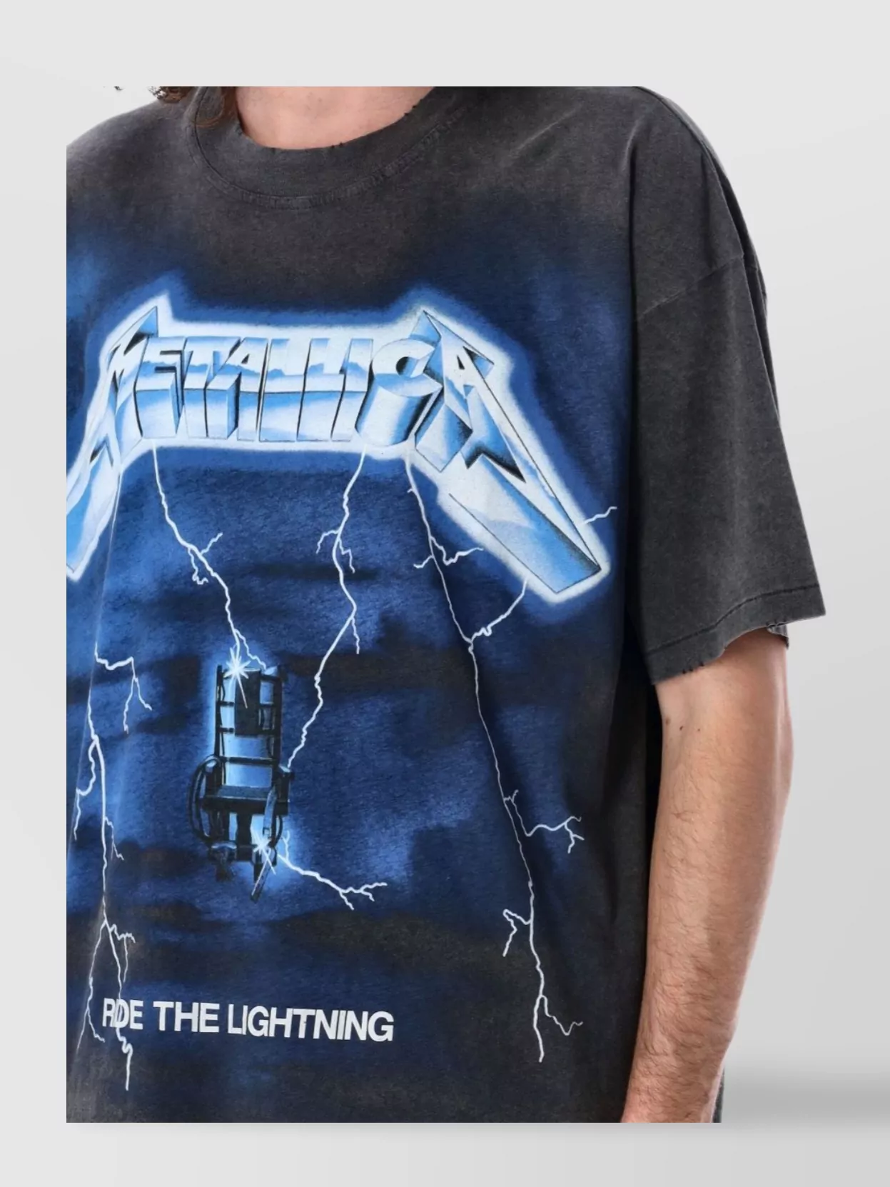 Represent Ride The Lightning X Metallica Gray T-shirt With Front And Back Print In Cotton Blend Man