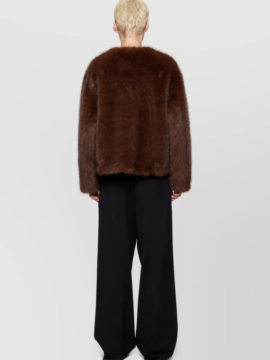 Stand Studio Faux Fur Crewneck Coat