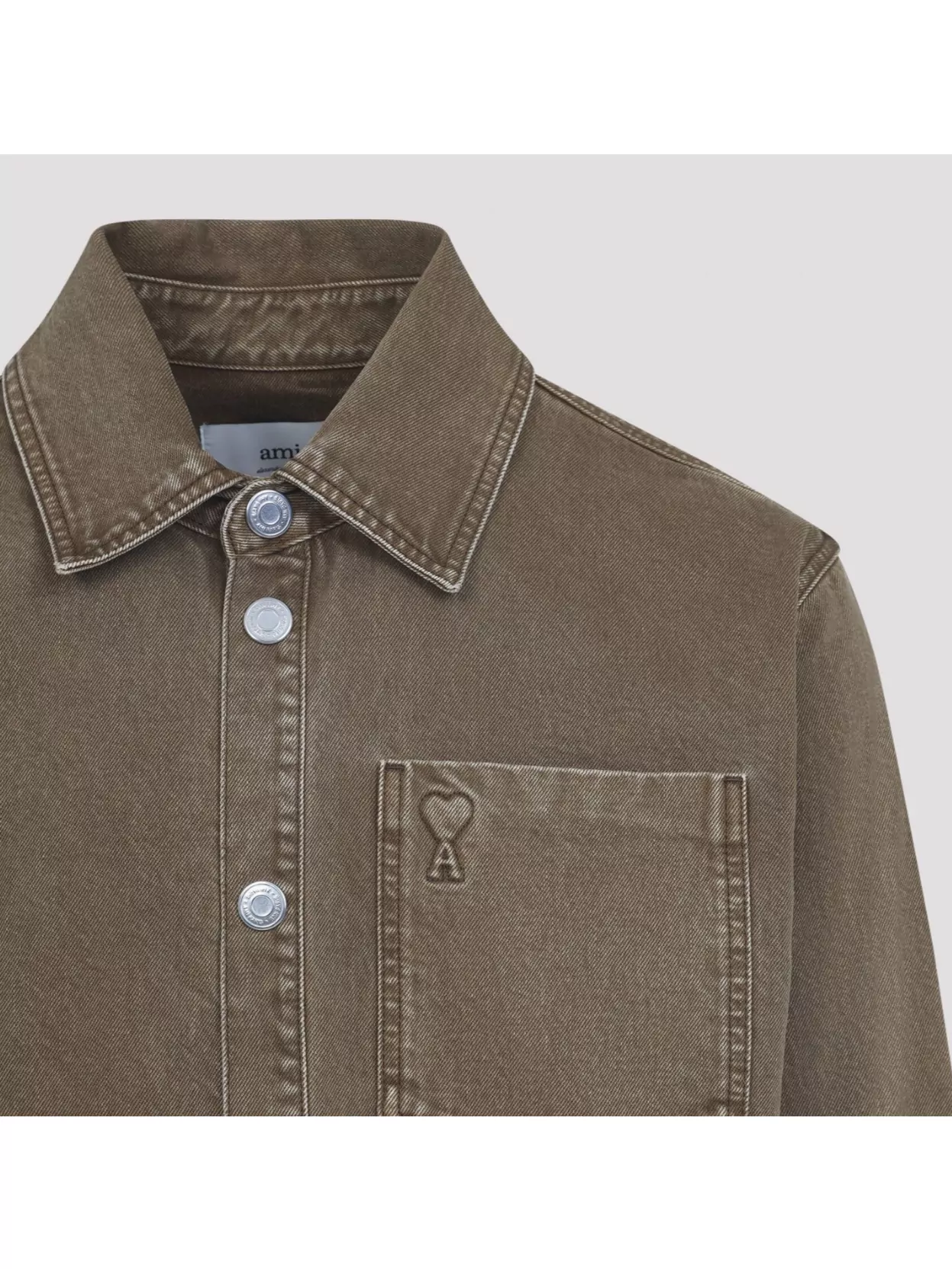 Ami Paris Heart Design Overshirt Chest Pocket