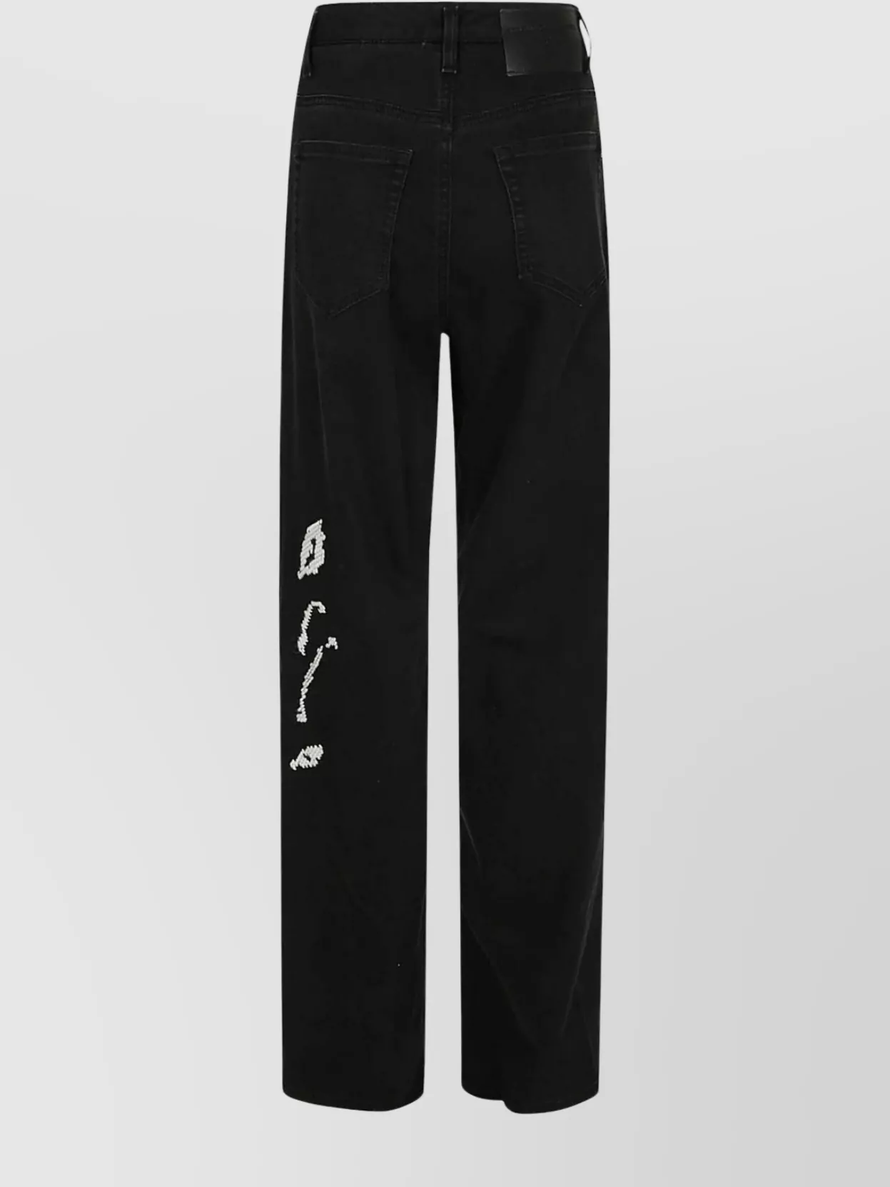 Ermanno Scervino Relaxed Fit Denim Trousers Floral Embroidery In Black