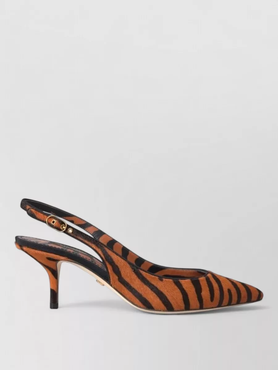 Dolce&Gabbana Calf Hair Leather Zebra-Print Slingback Sandals