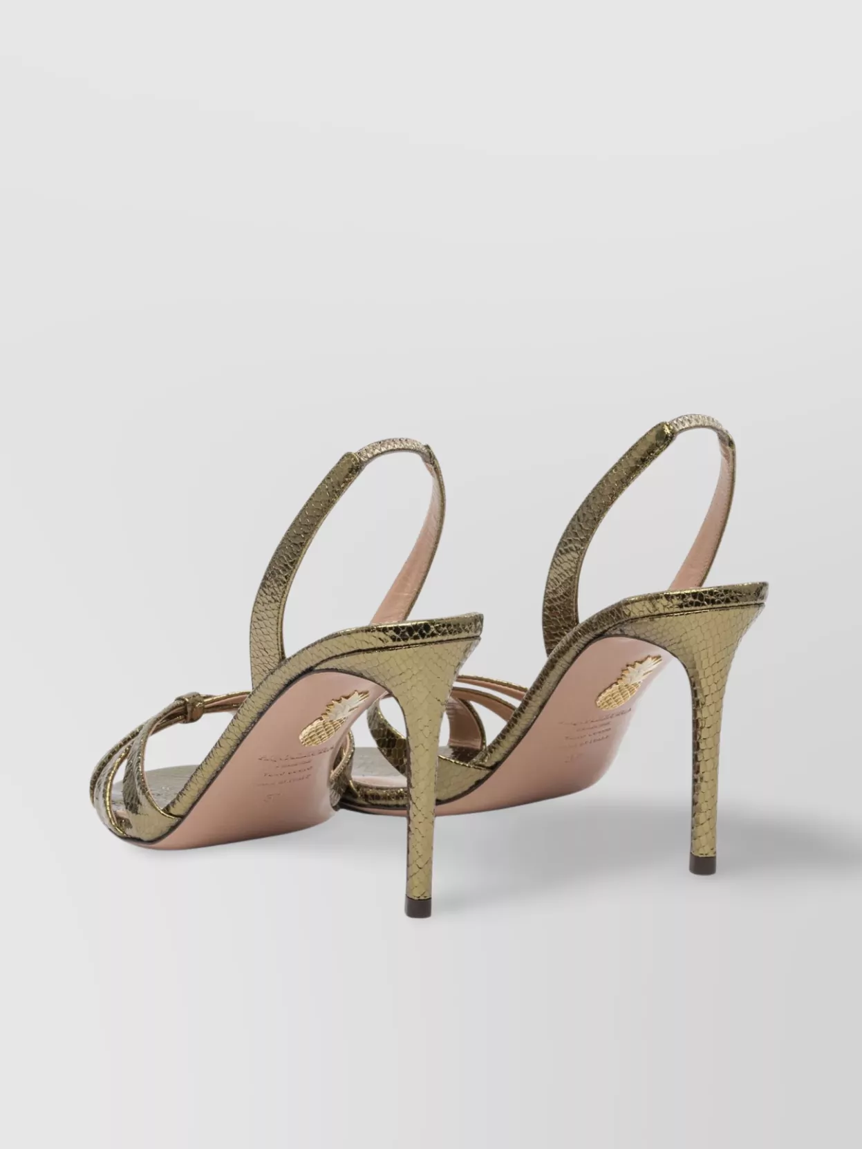 Aquazzura Metallic Open Toe Sandals With Textured Design
