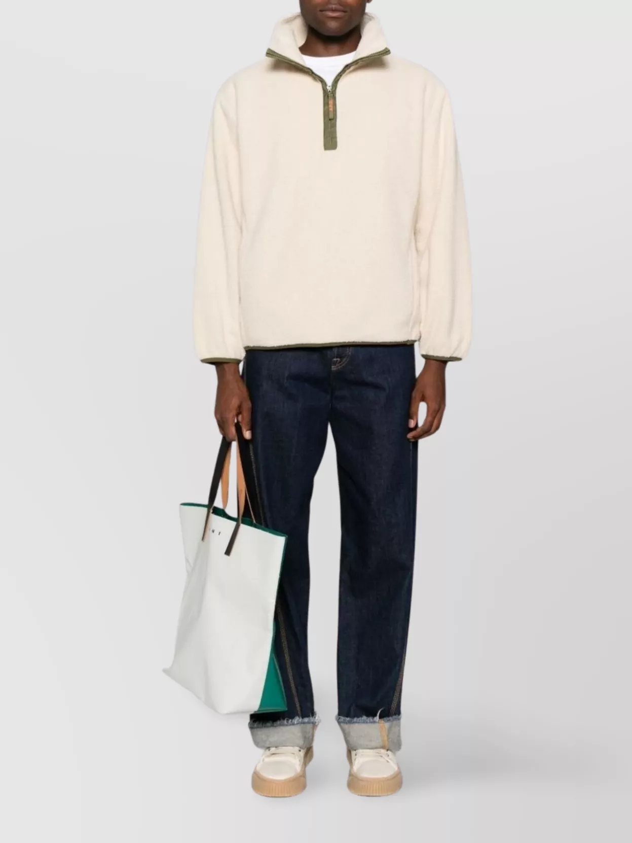 Apc Island Fleece Sweater With Contrast Detailing In Neutral