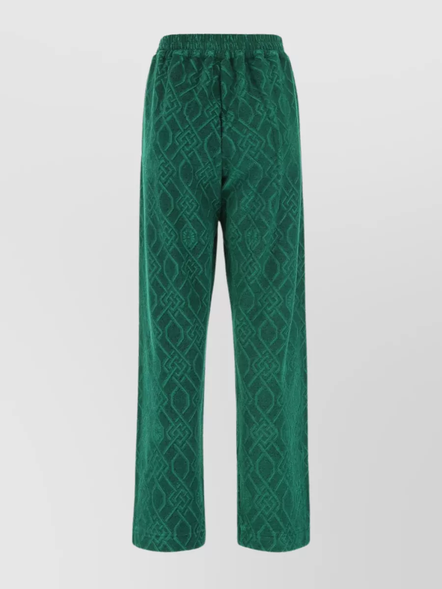 Shop Koché Velvet Joggers With Elastic Waistband And Jacquard Patterned Style In Cyan