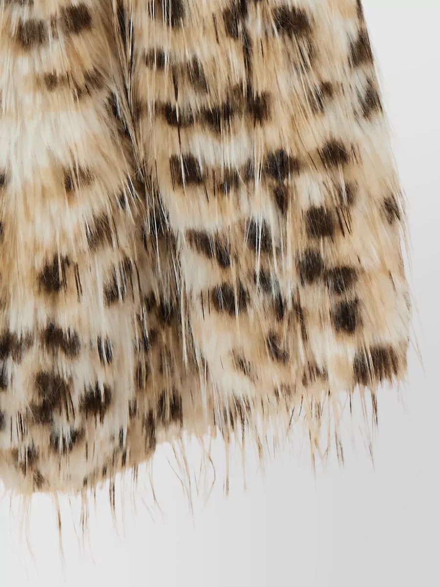 Loulou Studio Faux Fur Animal-Print Collarless Coat