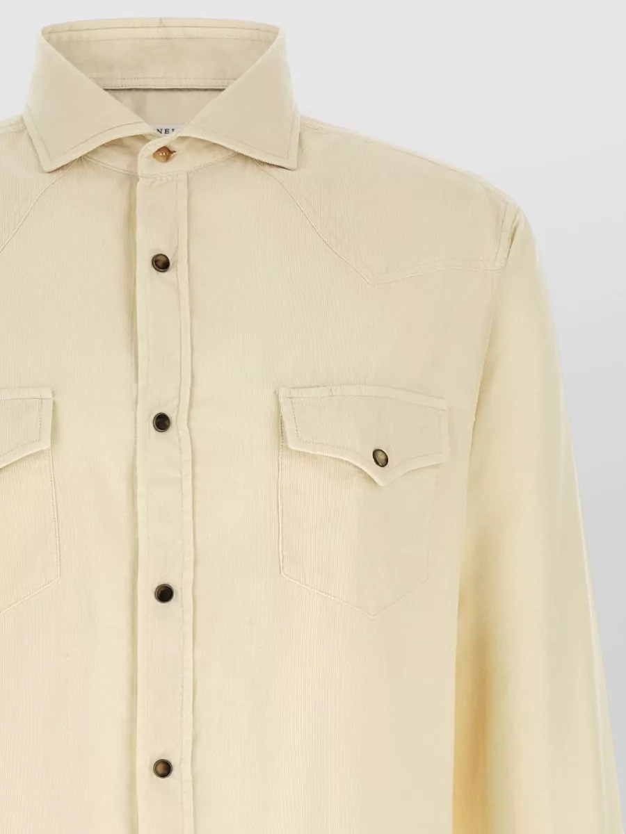 Brunello Cucinelli Cotton Corduroy Leisure Fit Western Shirt