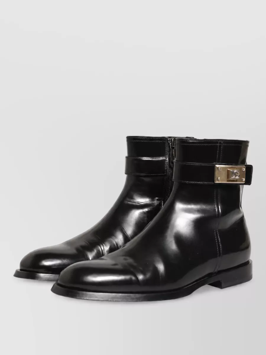 Dolce&Gabbana Leather Mid Calf Boots
