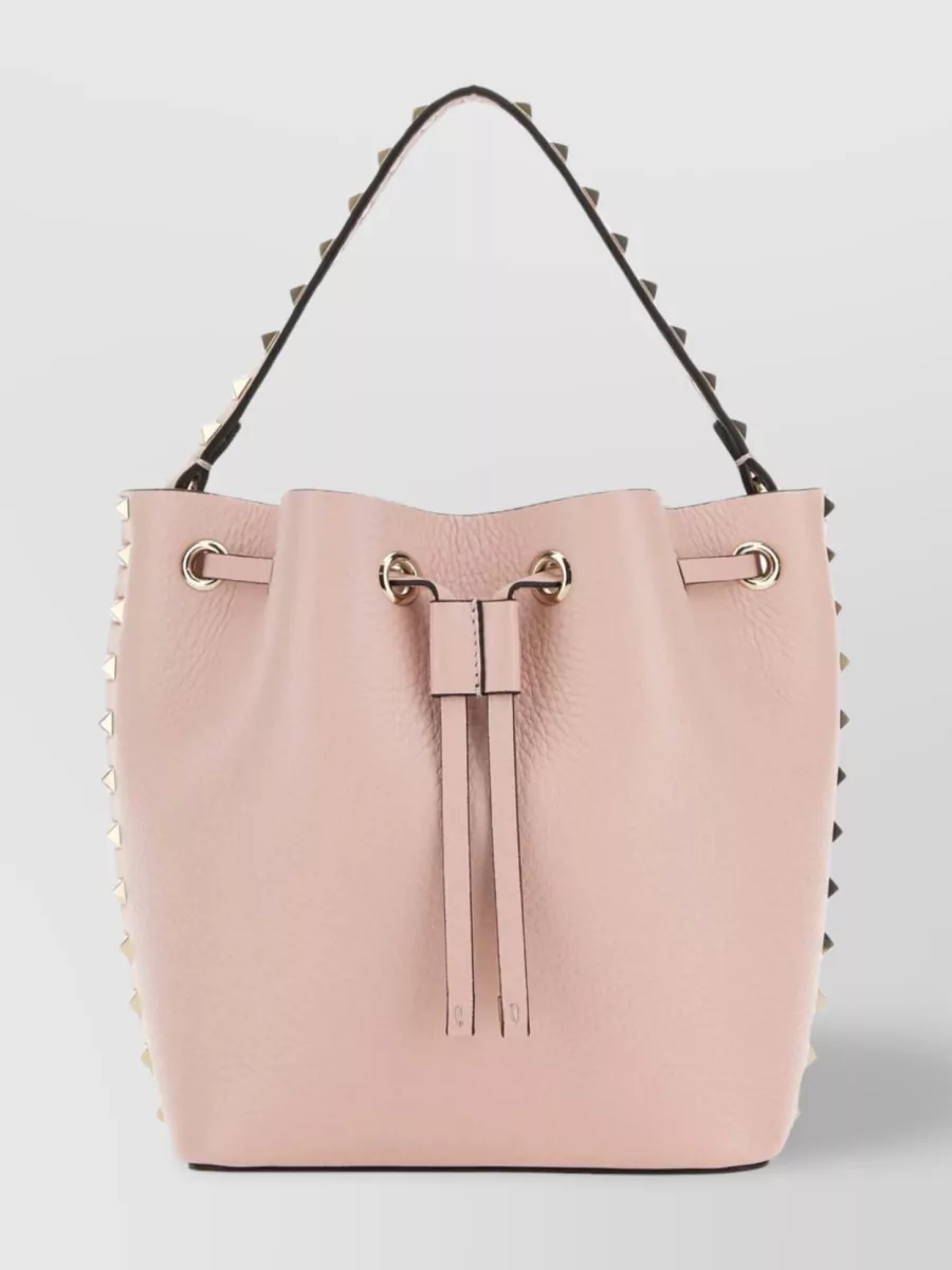 Shop Valentino Leather Bucket Bag Featuring Rockstud Accents In Pastel