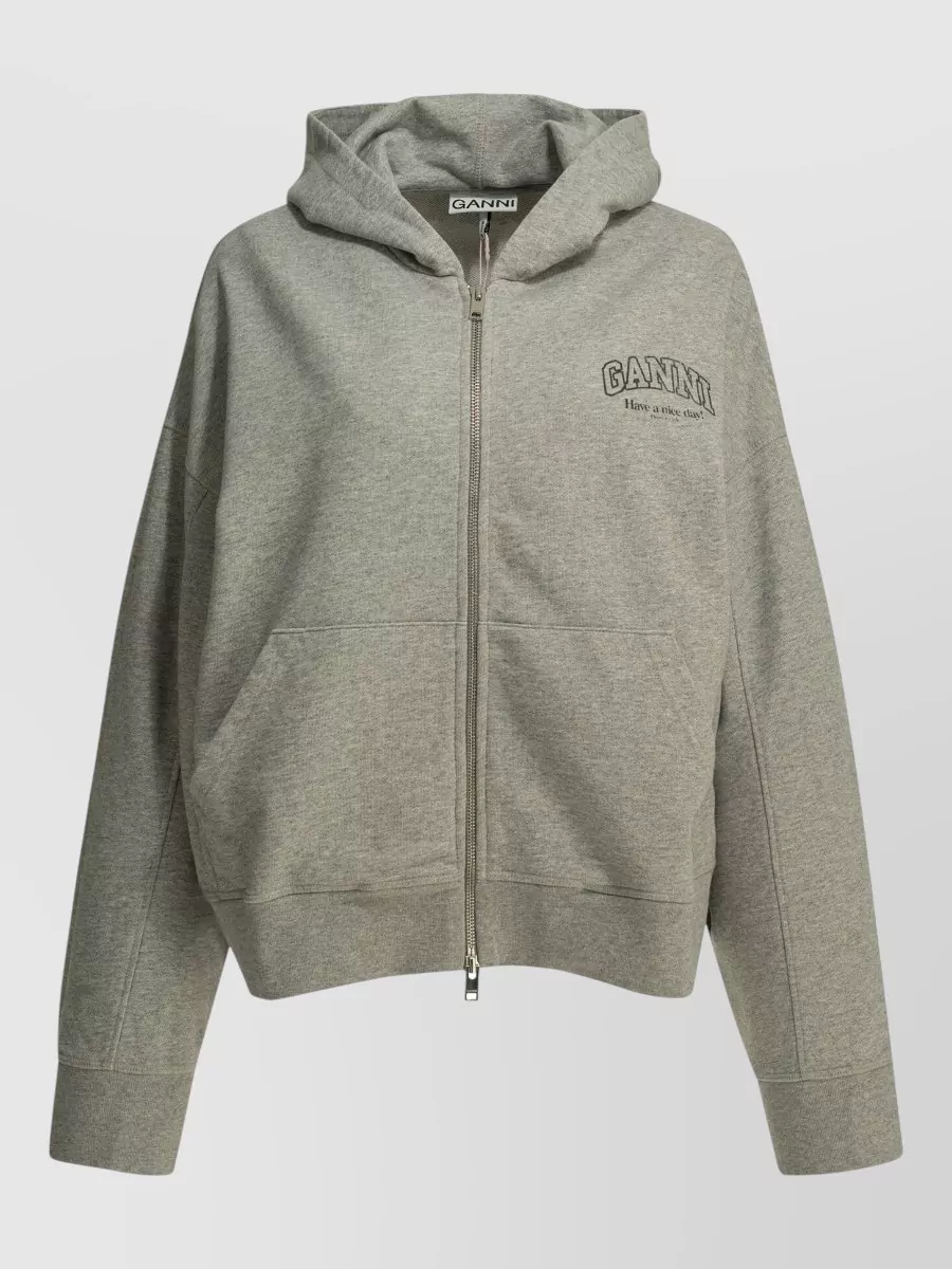 Ganni cotton zip-up hoodie