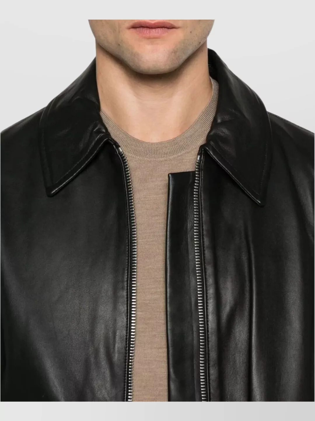 Studio Nicholson Leather Bomber Jacket Collared Design