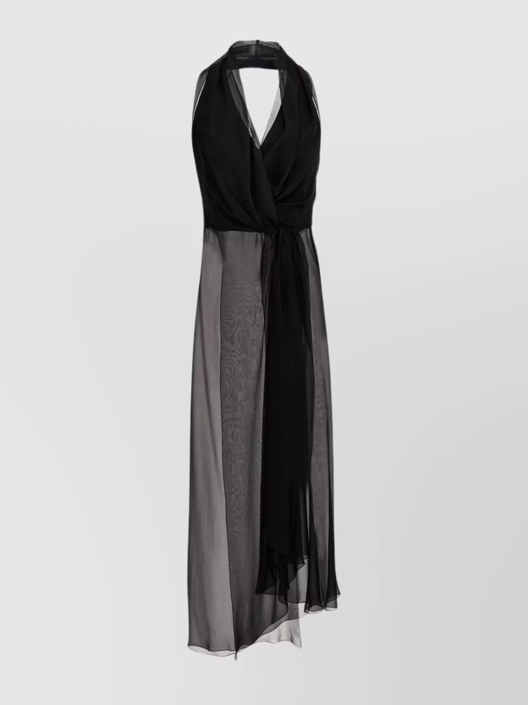 Alberta Ferretti Halterneck Maxi Length Sheer Fabric Dress In Animal Print