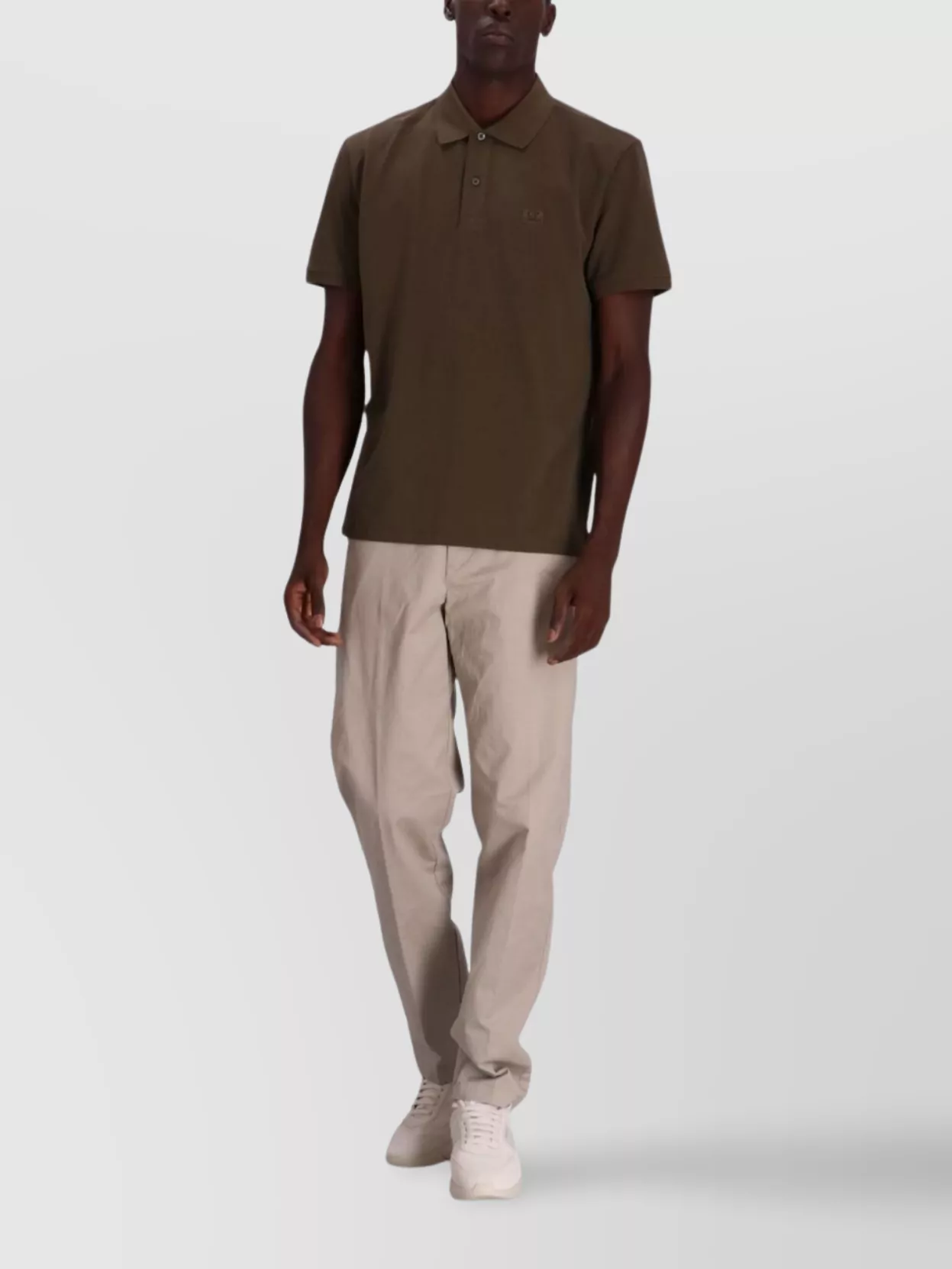 C.p. Company Polo Collar Short Sleeve In Brown