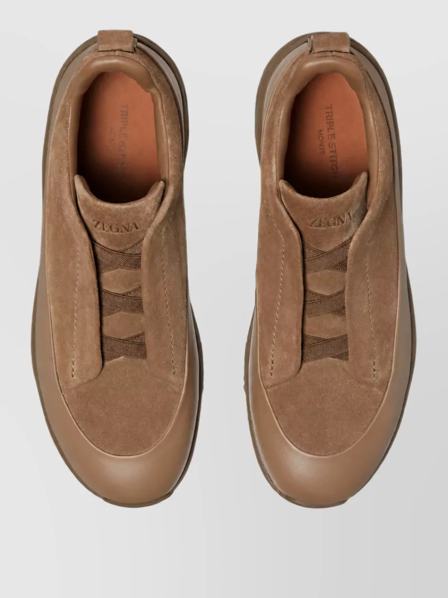Zegna Leather Slip-On Sneakers