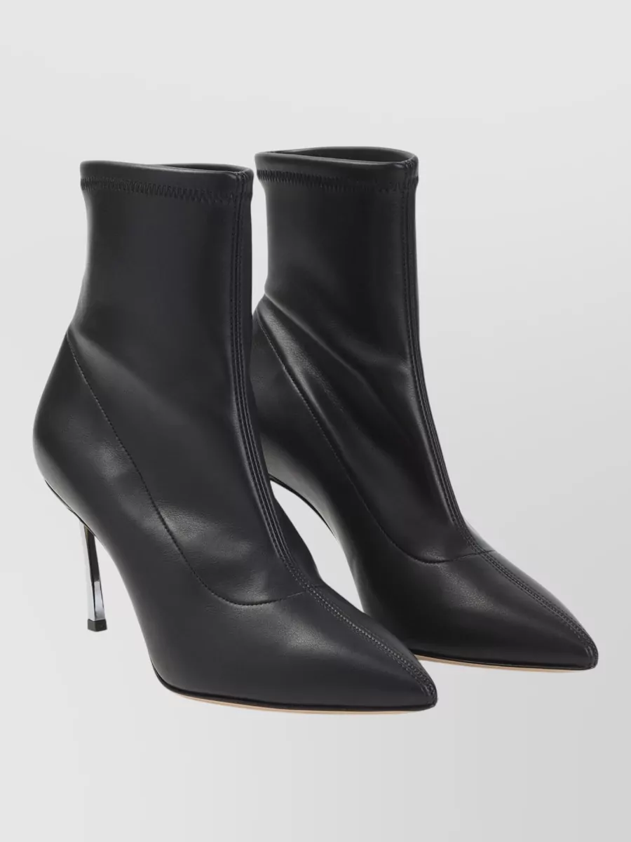 Casadei Leather Pointed-Toe Stiletto Ankle Boots