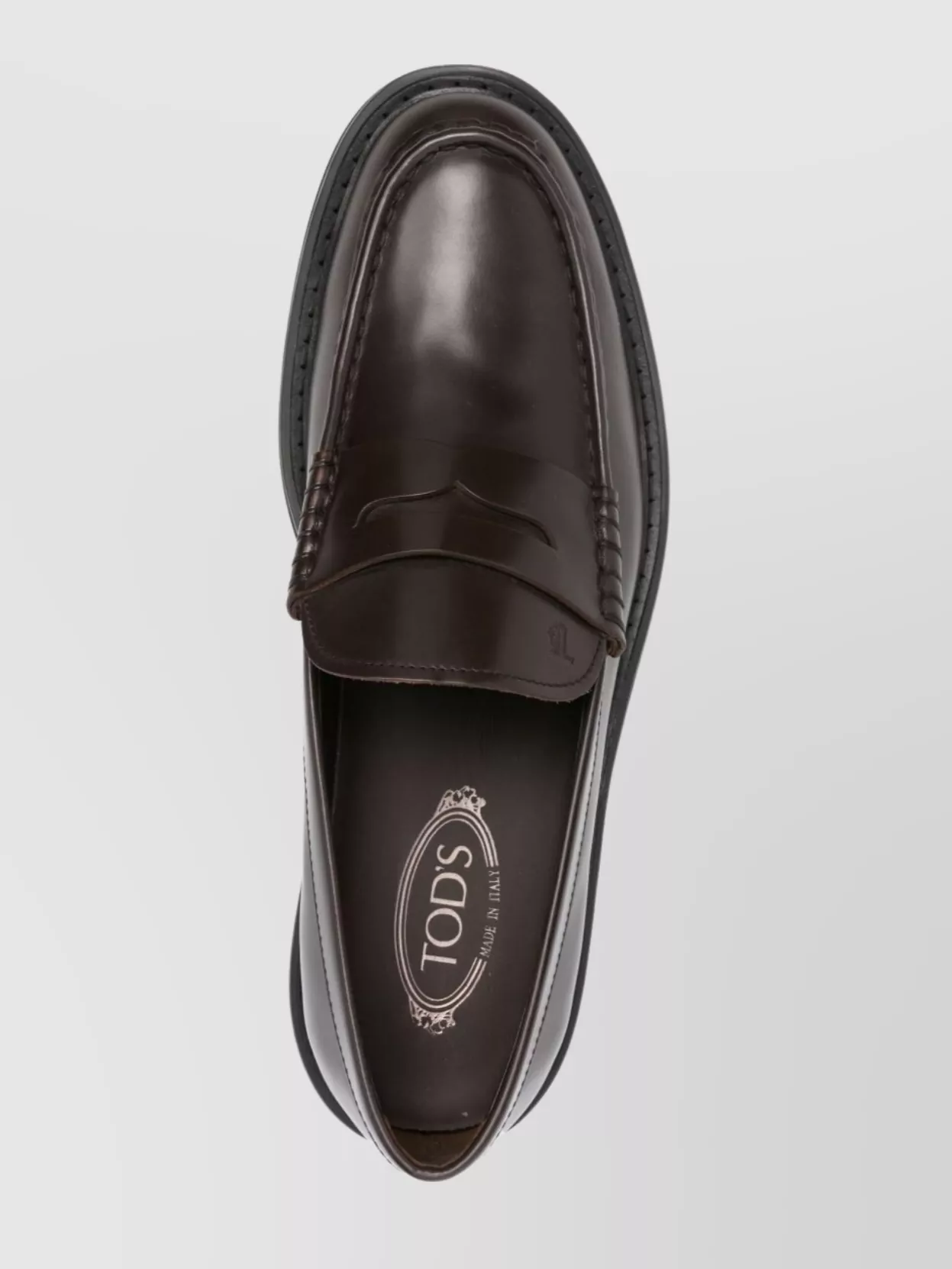 Tod's Round Toe Penny Strap Loafers In Calf Leather