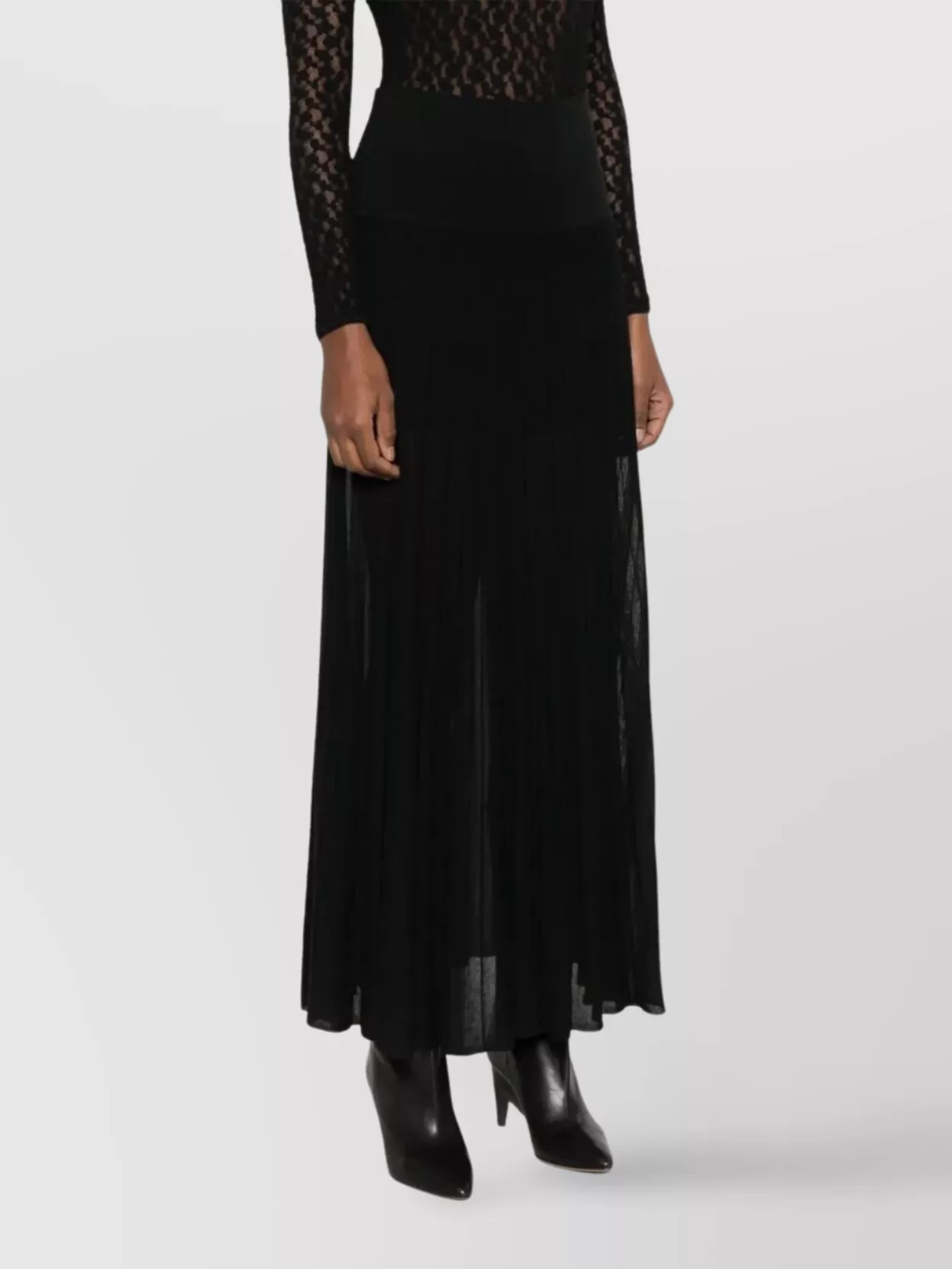 Isabel Marant Long Pleated Knit Skirt In Black