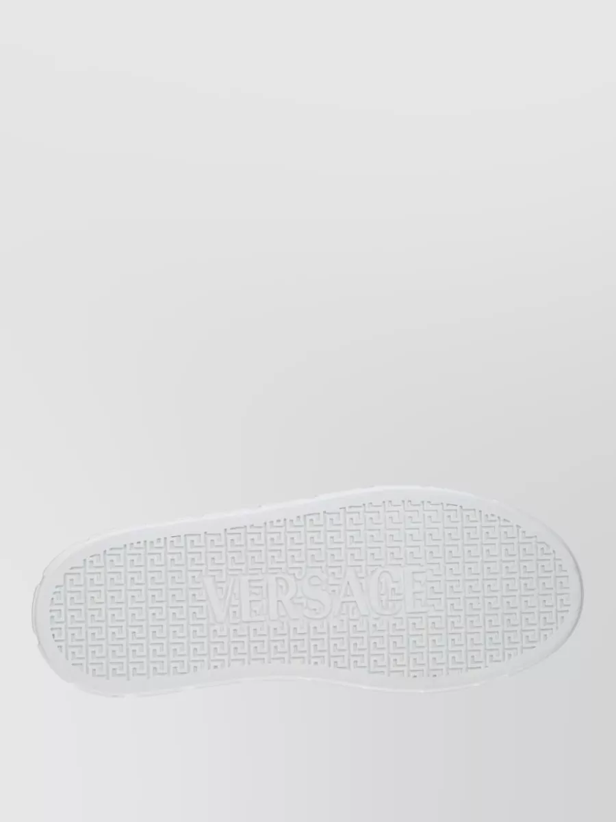 Versace Leather Animal-Print Heel Low-Top Sneakers