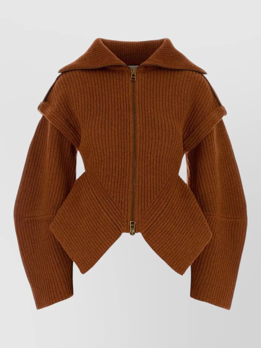 Zimmermann wool chunky-knit peplum zip cardigan