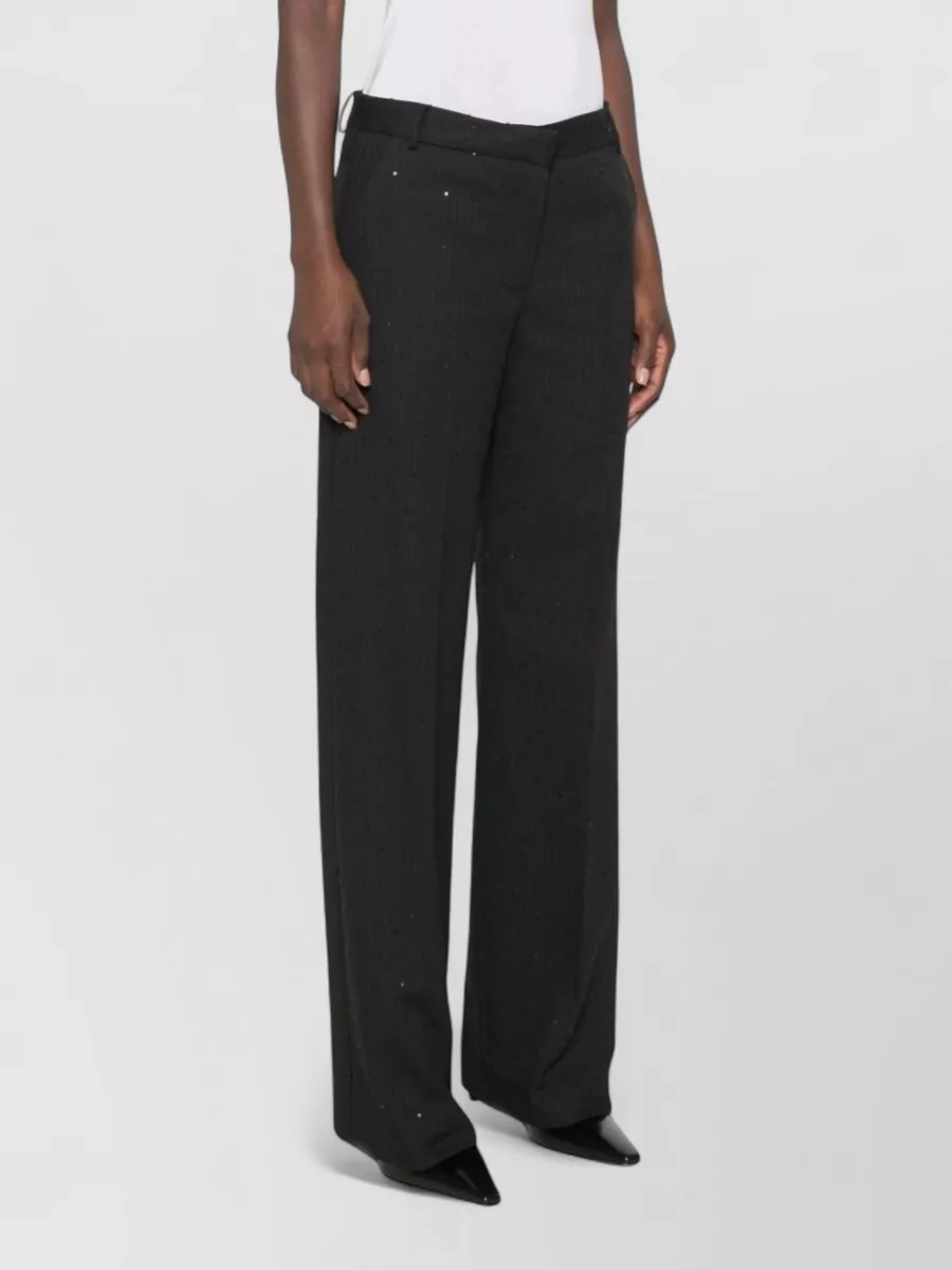 Ermanno Firenze Pinstripe Sequin-Embellished Straight-Leg Suit Trousers
