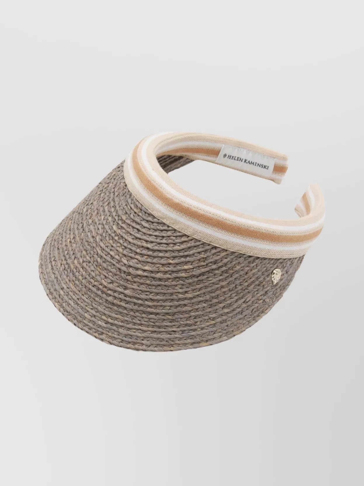 Helen Kaminski Striped Band Open Top Woven Hat In Gray