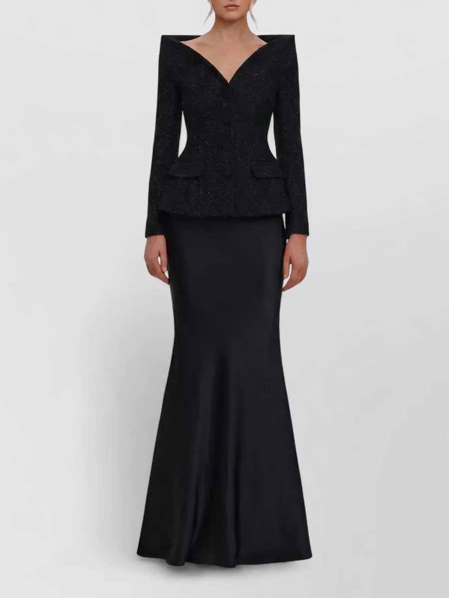 Self-Portrait Metallic bouclé satin maxi dress