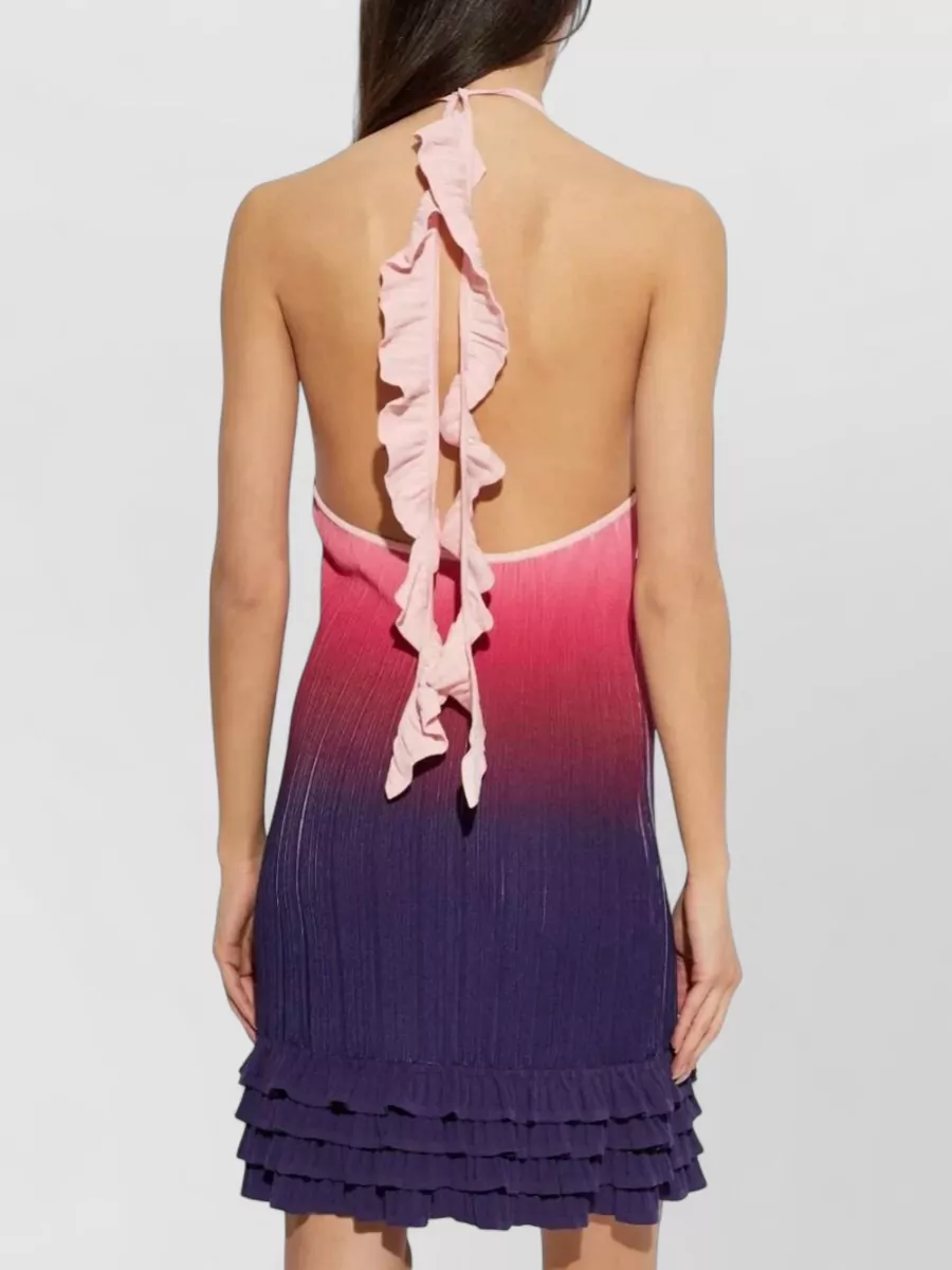 Casablanca Gradient Ruffle Halterneck Mini Dress