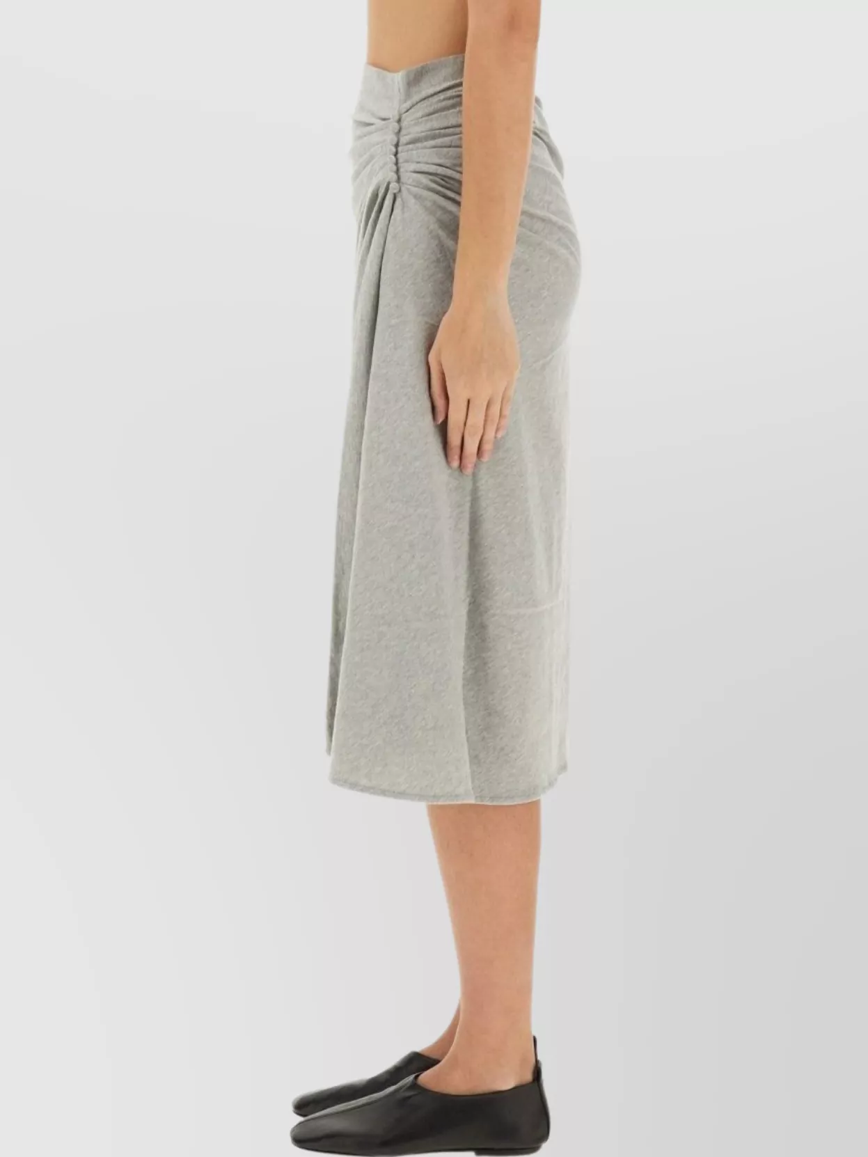 Dries Van Noten Draped Midi Skirt Side Detail In Gray