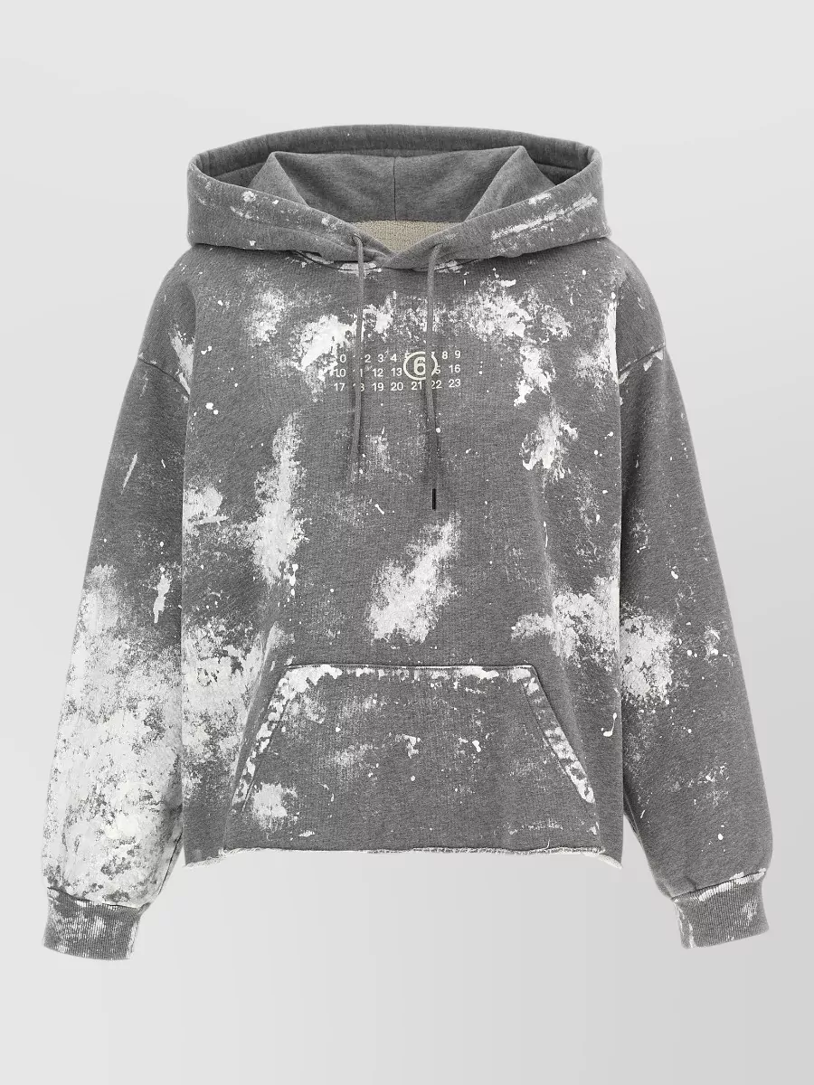 Mm6 Maison Margiela cropped printed cotton hoodie