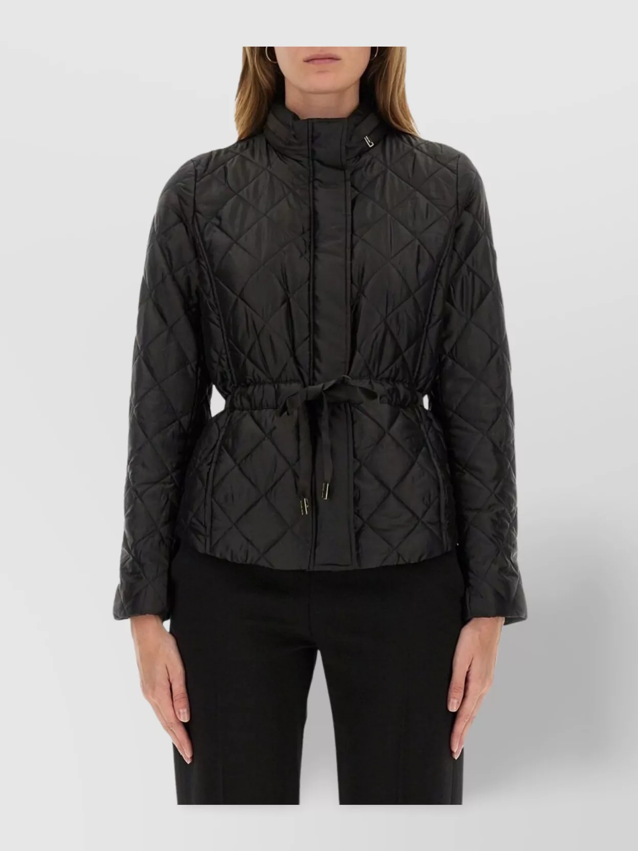 Michael Kors Waist Belted High Collar Quilted Jacket