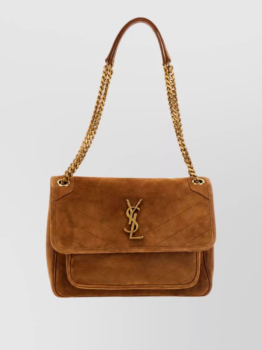 Saint Laurent Niki Medium Suede Clutch Bag