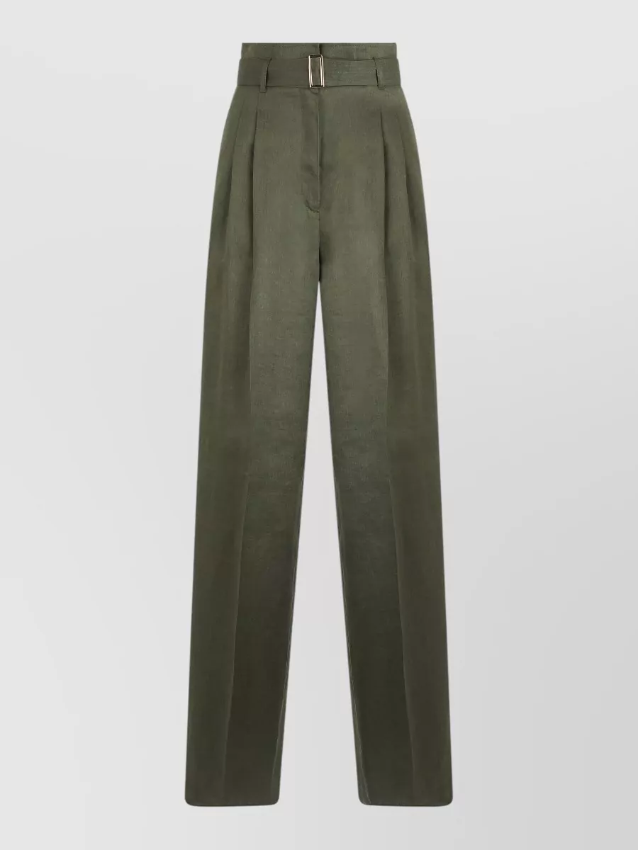S Max Mara Linen high-rise pleated wide-leg trousers