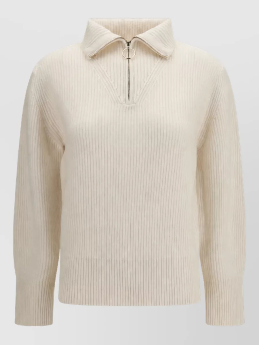 Forte Forte Wool Cashmere Ribbed Half Zip Sweatshirt