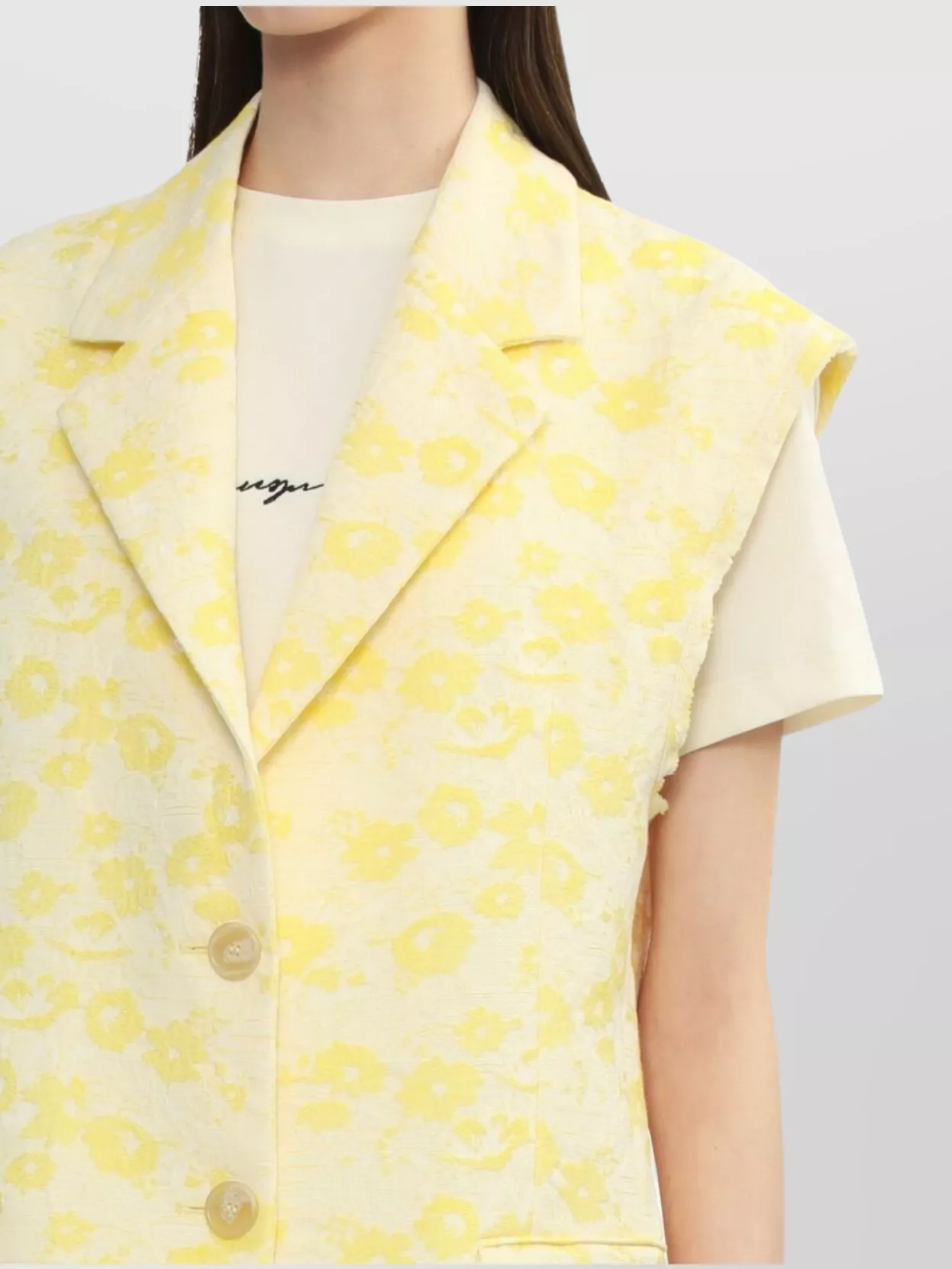 Msgm Floral Pattern Sleeveless Blazer Pockets In Gray