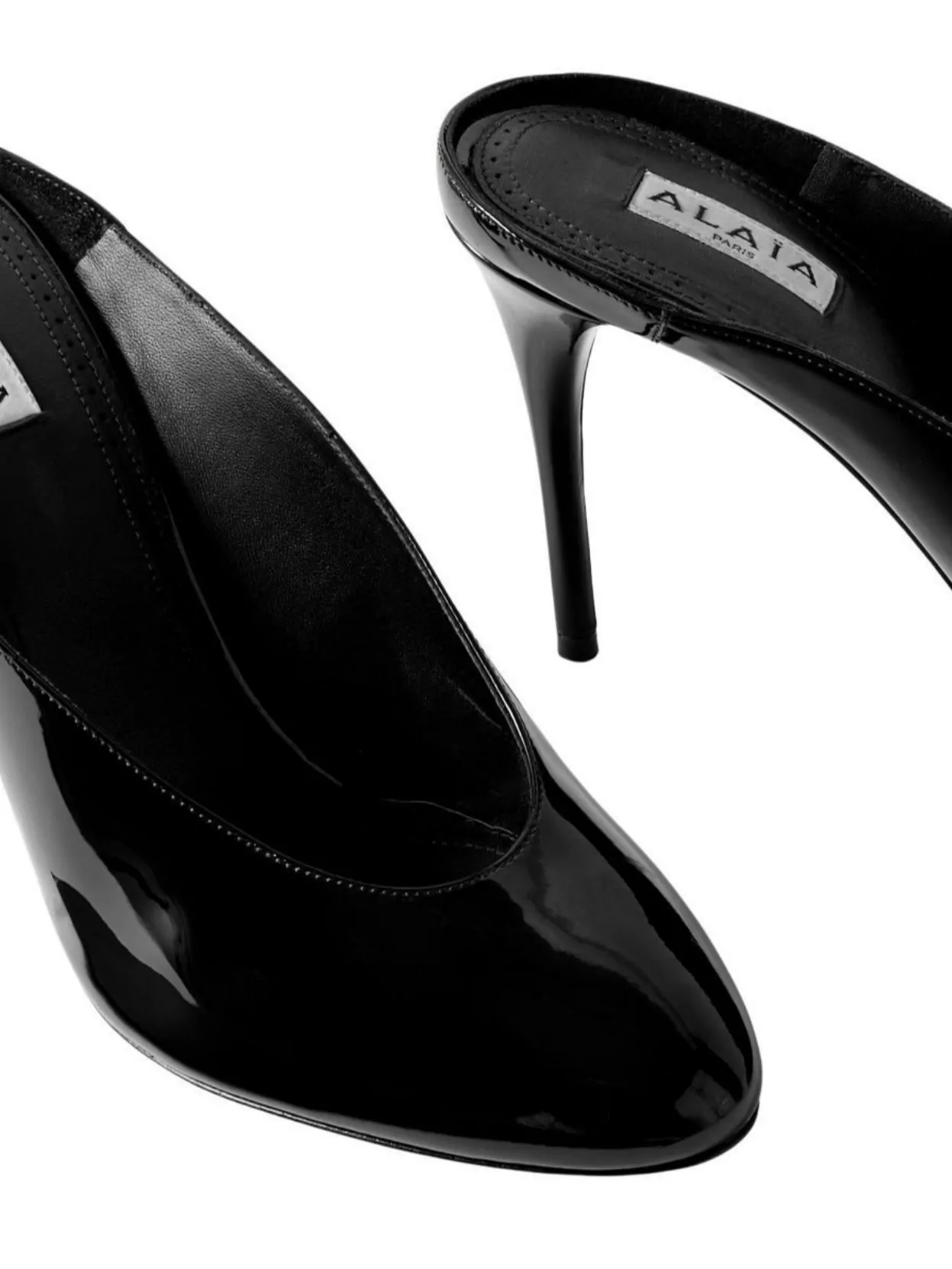 Alaïa Glossy Patent Pointed Toe Mules