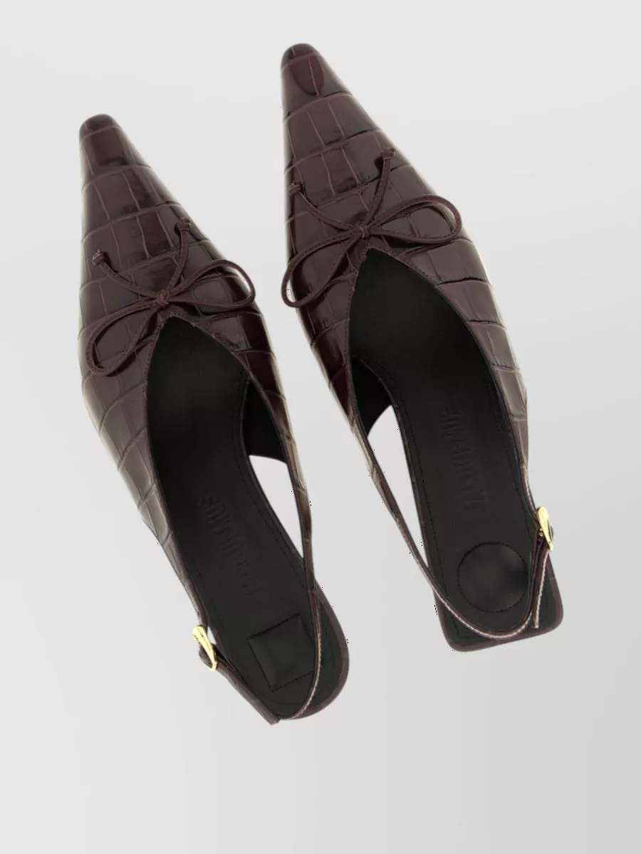 Jacquemus Leather Crocodile-Effect Slingback Mules
