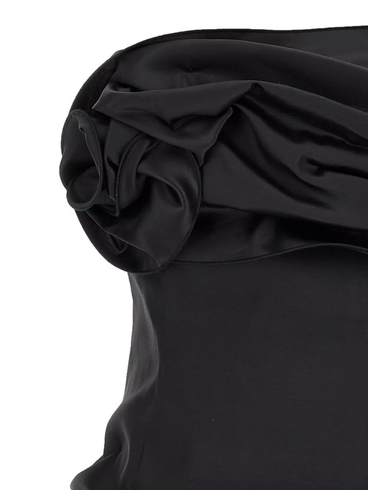 Magda Butrym Off-the-shoulder Black Mini Dress With Floral Accent In Black