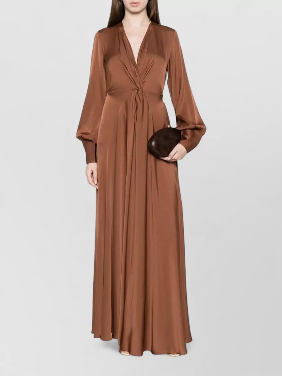 Silk95Five Silk V-Neck Tie-Waist Long-Sleeve Maxi Dress