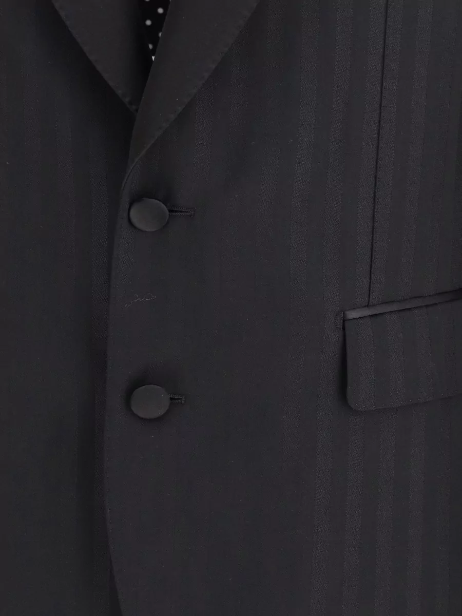 Dolce&Gabbana Wool Silk Striped Single Breasted Coat