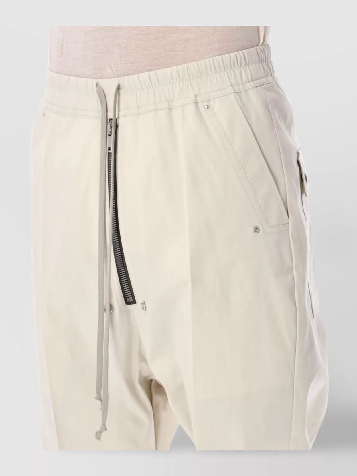 Rick Owens Drop-crotch Elastic Waistband Trousers In White