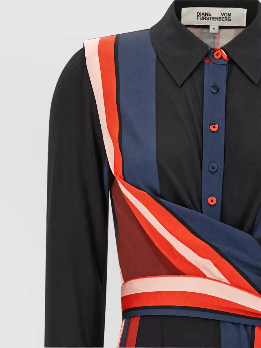 Diane Von Furstenberg Striped Wrap Midi Dress