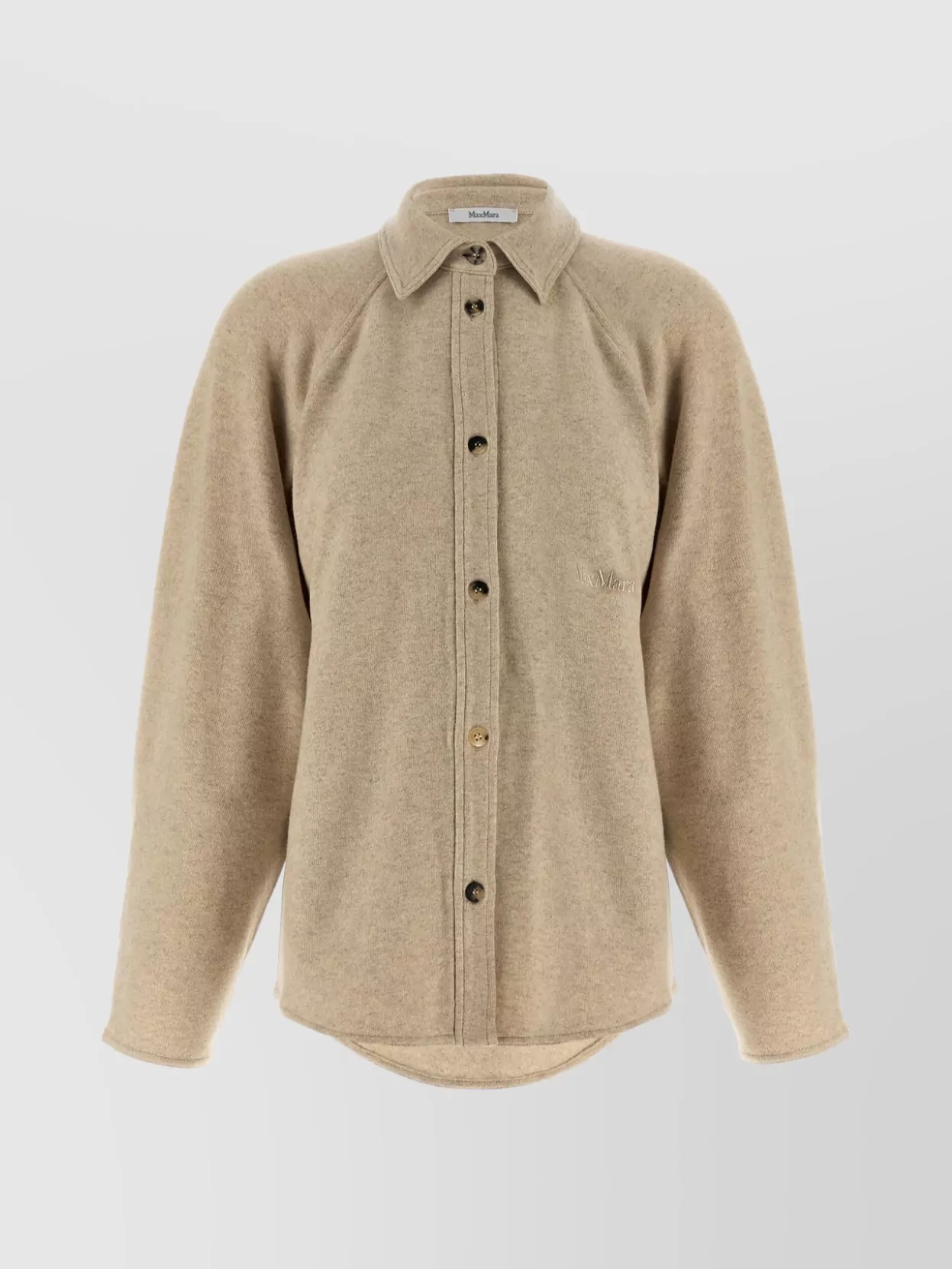 Max Mara Overshirt With Collared Neck And Long Sleeves In Neutral