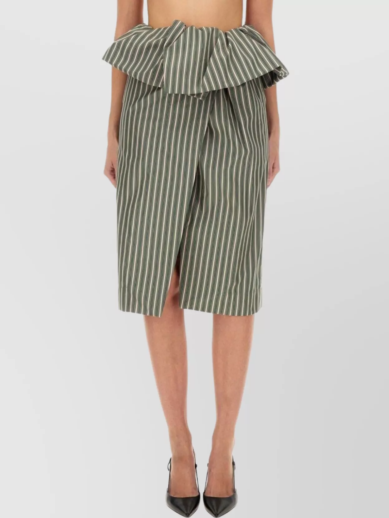 Dries Van Noten High Waist Striped Midi Skirt In Green