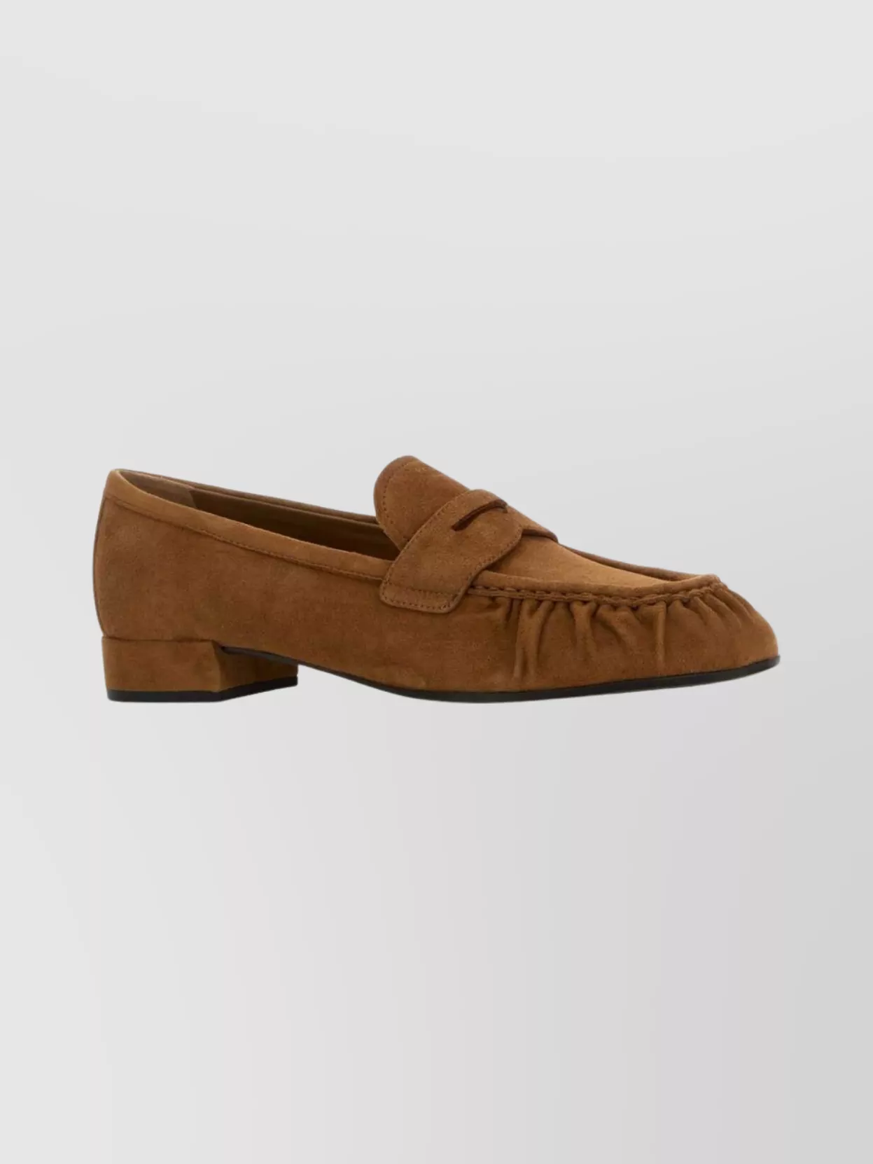 Prada Suede Loafers With Low Block Heel In Brown